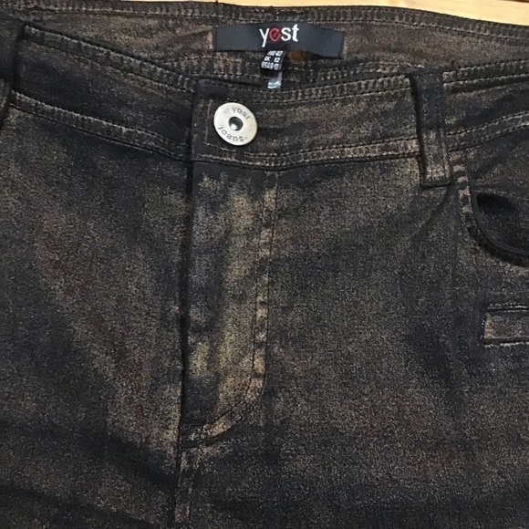 YEST slim fit jeans black  sparkle copper powder stretchy size 8-10 - Picture 8 of 16